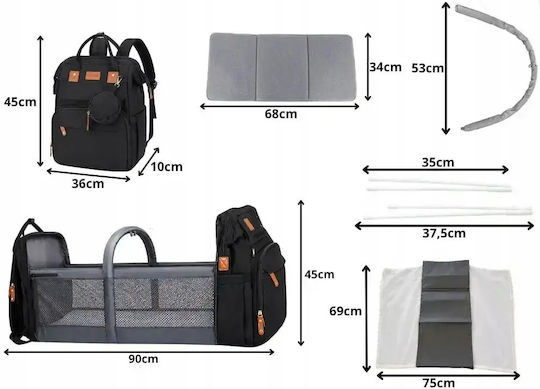 Bag-Bed Backpack Black 40x30x20cm