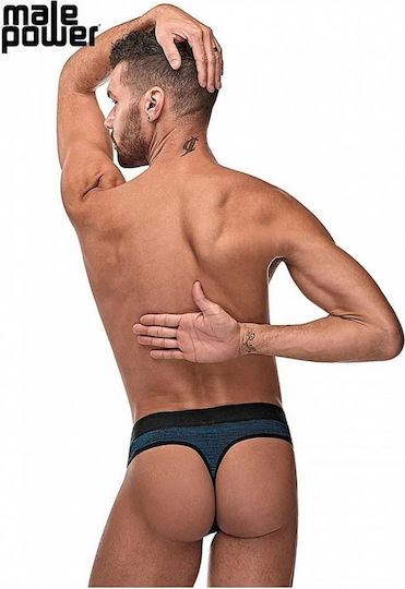 Black Blue Men's String Wide Waistband Male Power Peak Performance Sport Thong Black Blue