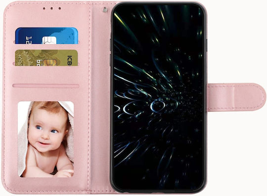 Tel1 Xiaomi Poco C65 Xiaomi Redmi 13c 4g/5g Stitching Calf Texture Buckle Book Case Pink