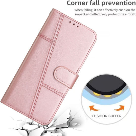 Tel1 Xiaomi Poco C65 Xiaomi Redmi 13c 4g/5g Stitching Calf Texture Buckle Book Case Pink
