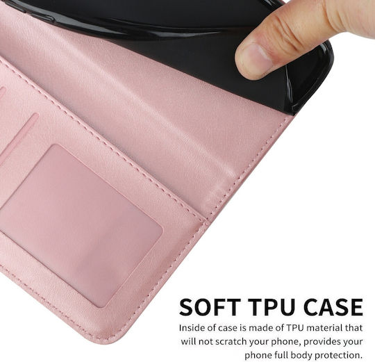 Tel1 Xiaomi Poco C65 Xiaomi Redmi 13c 4g/5g Stitching Calf Texture Buckle Book Case Pink