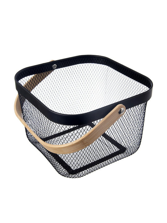 Orion Bamboo Black Storage Basket 27x24.5x17.5cm