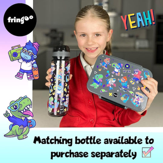 Fringoo Kids Plastic Water Bottle With Straw Non Spill Black 650ml