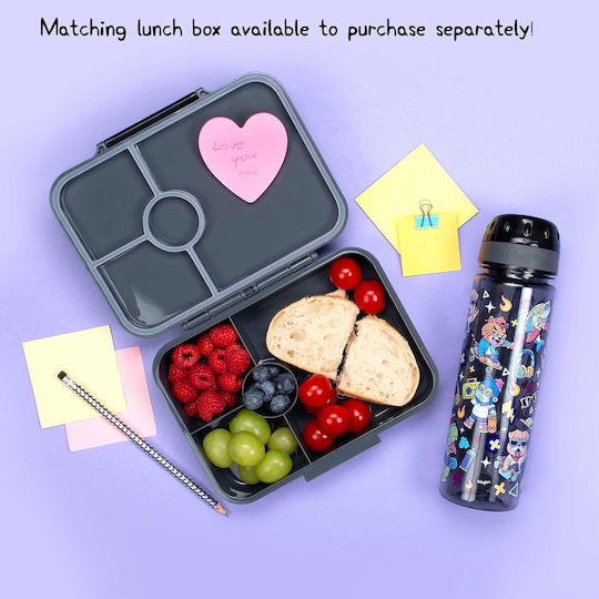 Fringoo Kids Plastic Water Bottle With Straw Non Spill Black 650ml