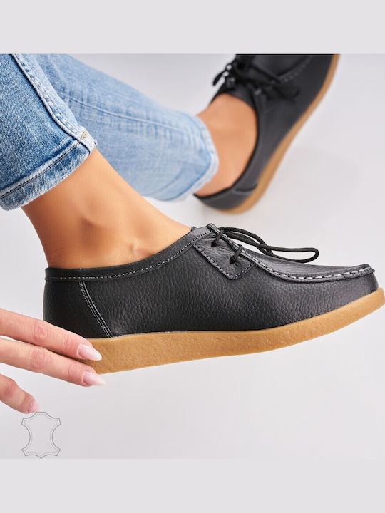 Oxfords Pentru Femei Din Piele În Culoare Neagră