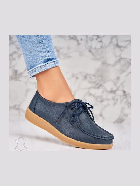 Leder Damen Oxfords in Marineblau Farbe