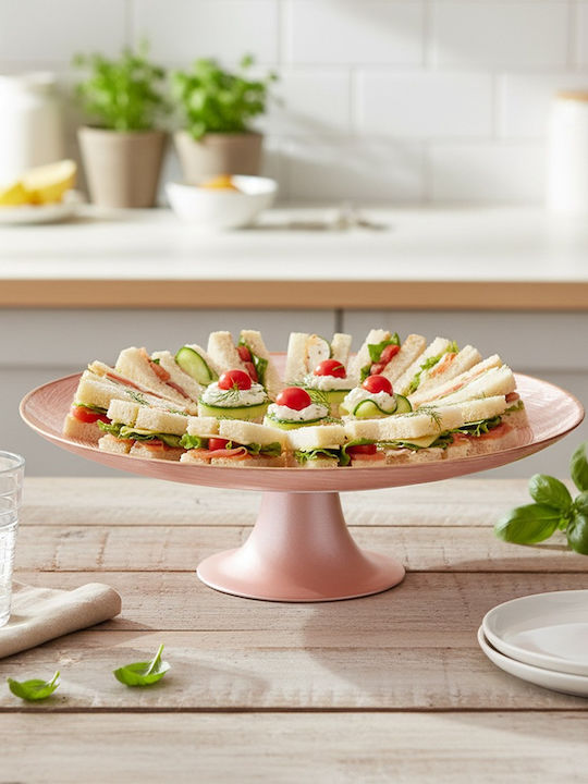 Home&Styling Collection Suport Pentru Prăjituri Din Sticlă Cu Suport Roz 28 Cm