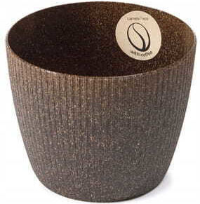 Brown Plastic Flowerpot 14x11cm Vertical Stripes Magnolia Brown Plastic Flowerpot 14x11cm Vertical Stripes Magnolia