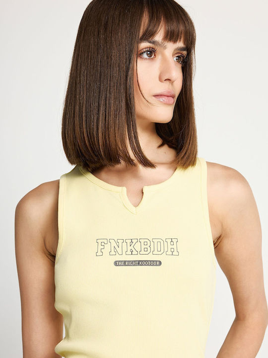 Women's Cotton Sleeveless Blouse with V Neckline Gold