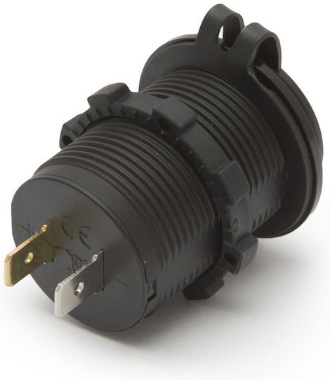 Priză Usb Auto 12v 24v cu Voltmetru Suport Brichetă Încărcare Rapidă Led Albastru