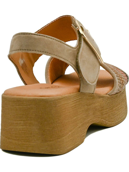 Leder Damen Sandalen Anatomisch Beigen