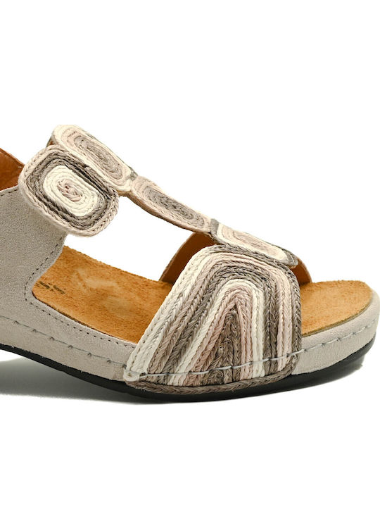 Sandale Elegante Damă Anatomici Bej Din Piele