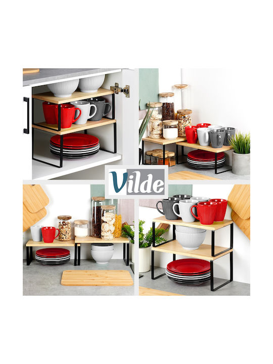 Vilde Wooden Tabletop Base 33.5x18.5x13.5cm 2 Pieces Black
