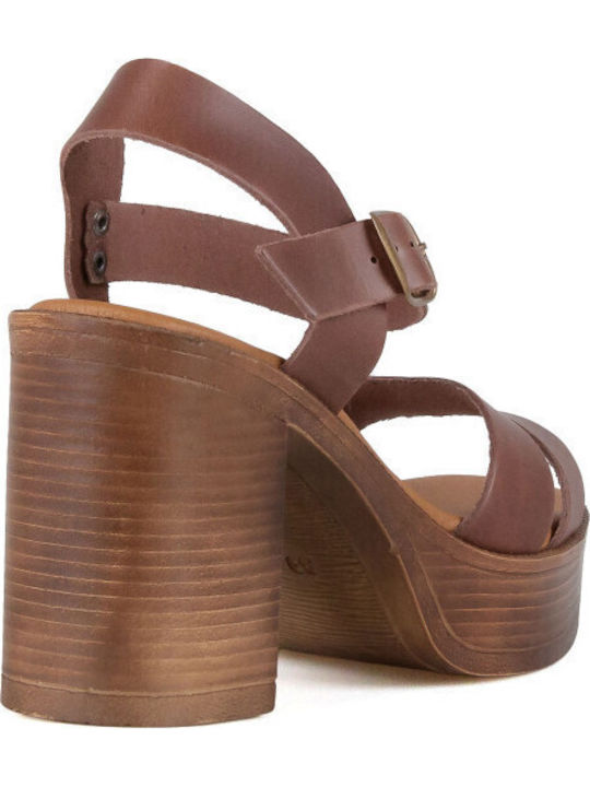 Sandale Elegante Damă Din Piele Maro