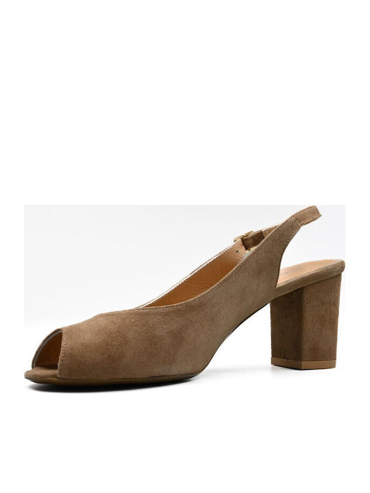 Suede Pumps Mit Mittelhohem Beigem Absatz