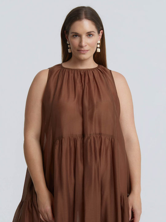 Rochii De Vară Pentru Femei Maxi Rochie Cu Volane Maro