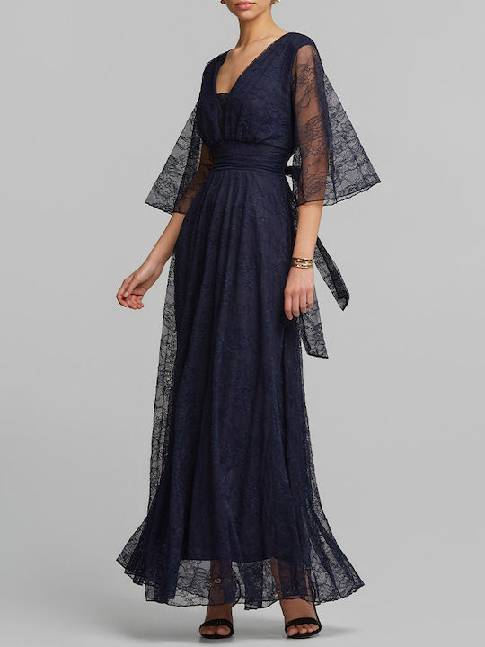 Rochie Maxi pentru Nuntă / Botez cu Dantelă Albastră