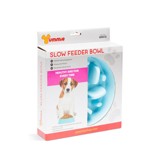 Bol De Mâncare Din Plastic Pentru Hrănire Lentă Pentru Câine 20cm În Culoare Albastră
