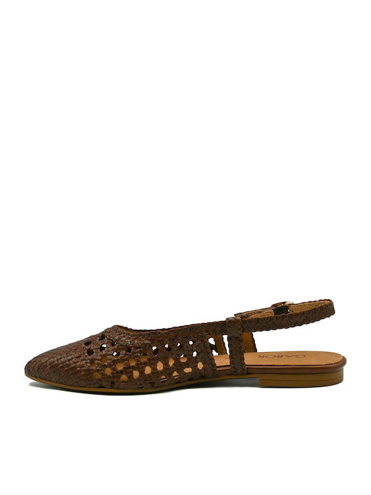 Leather Women's Ballerina Shoes In Brown Colour
