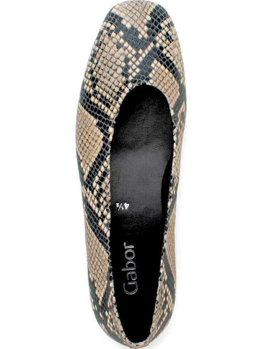 Leather Women's Ballerina Shoes In Beige Colour