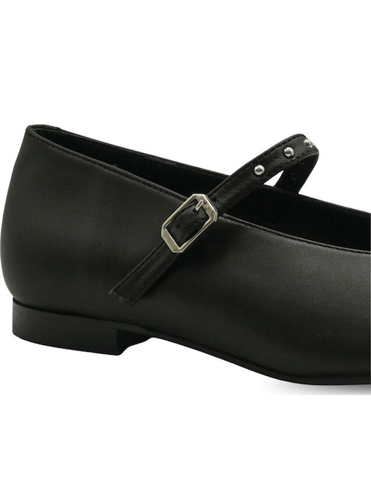 Leder Damen Ballerinas Spitz zulaufend in Schwarz Farbe