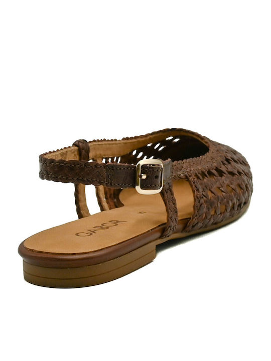 Leather Women's Ballerina Shoes In Brown Colour