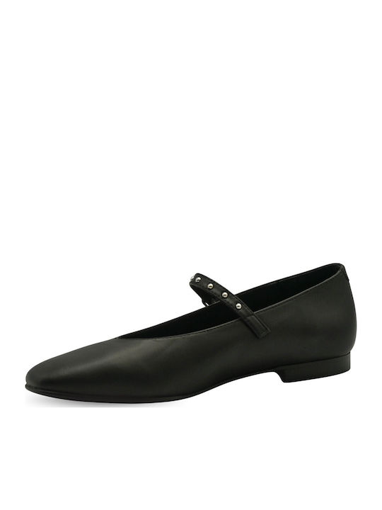 Leder Damen Ballerinas Spitz zulaufend in Schwarz Farbe