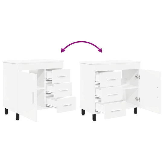 vidaXL Badezimmer Waschtisch-Einheit Ohne Waschbecken M60xB35xH60cm Weiß