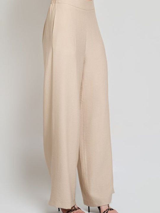 Women's Linen Trousers with Rubber Band Beige