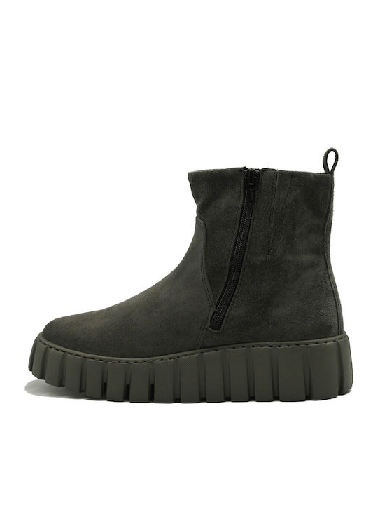 Leather Women's Gray Ankle Boots