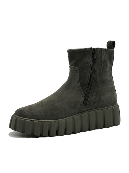 Leather Women's Gray Ankle Boots