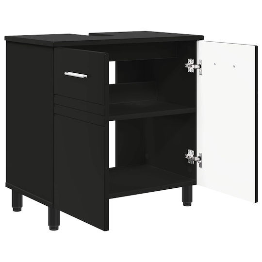 vidaXL Badezimmer Waschtisch-Einheit M60xB35xH60cm Schwarze