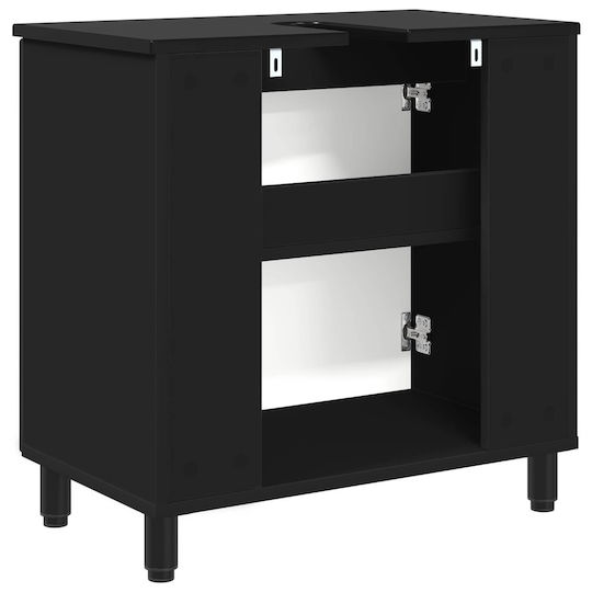 vidaXL Badezimmer Waschtisch-Einheit M60xB35xH60cm Schwarze