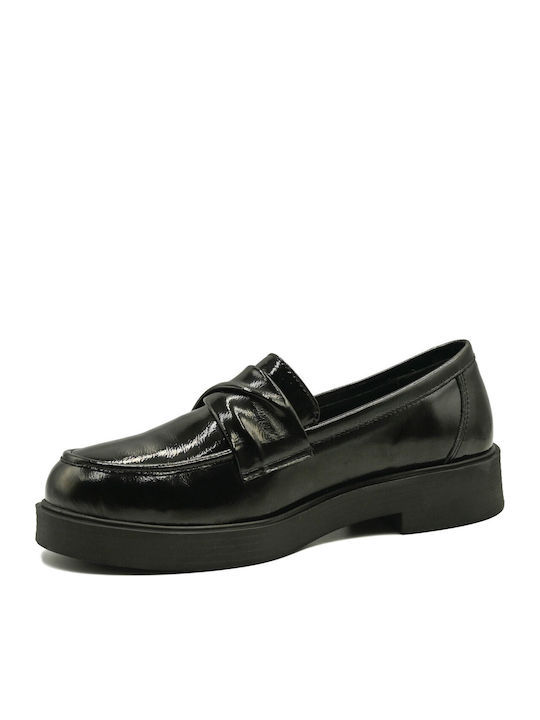 Patent Leather Women's Loafers In Black Colour