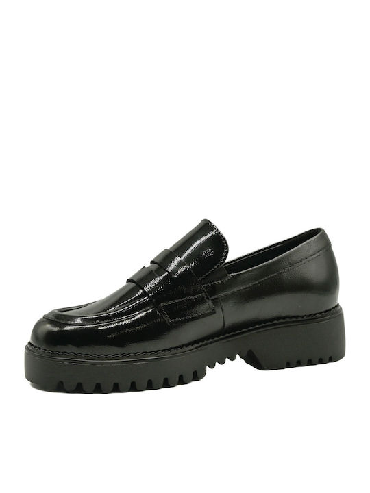 Δερμάτινα Γυναικεία Loafers σε Μαύρο Χρώμα