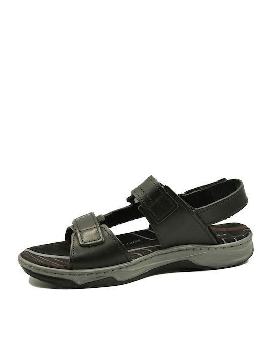 Leather Men's Sandals in Black Color
