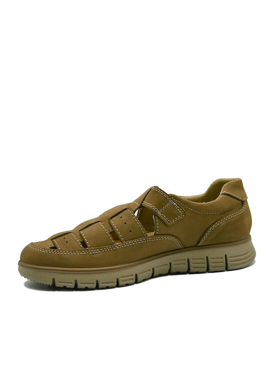 Leather Men's Sandals in Beige Colour