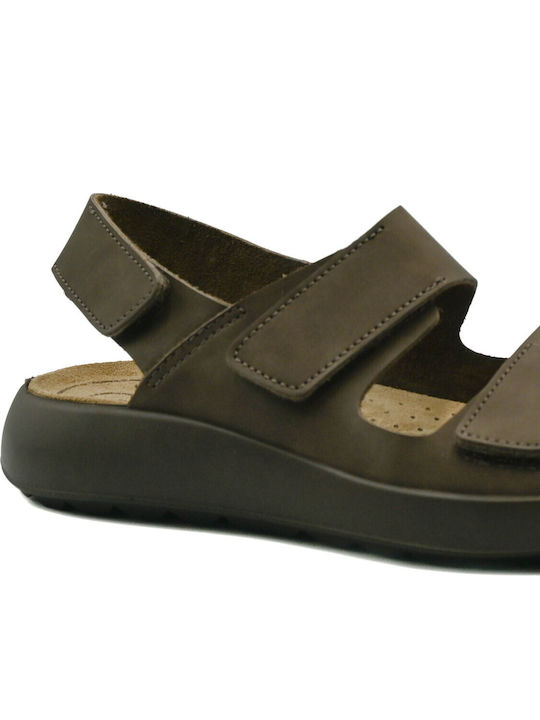 Leather Men's Sandals In Brown Color