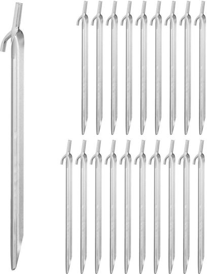 Set 20 Tent Pegs Relaxdays Galvanized Steel Silver 30x2.5x2cm