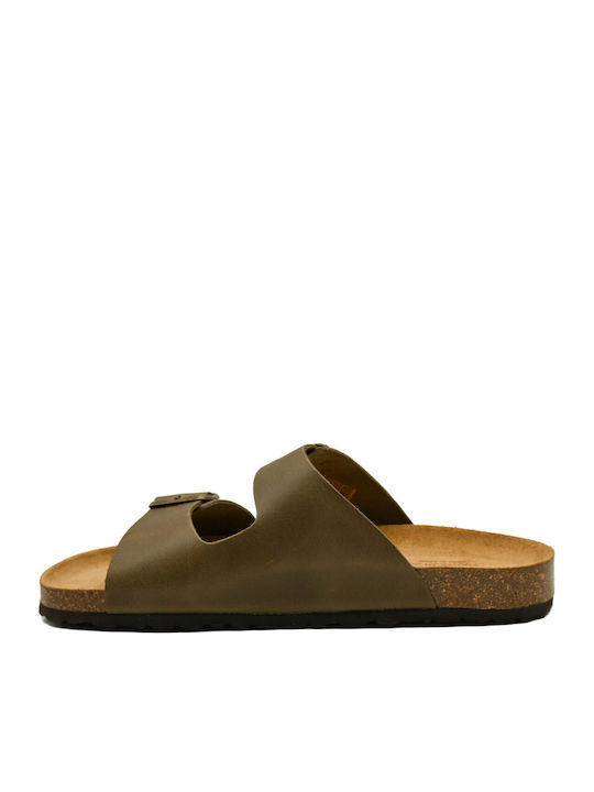 Leather Men's Sandals In Brown Color