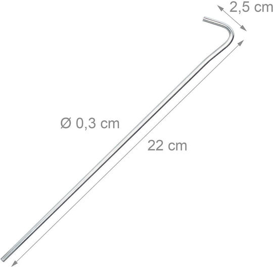 Set 20 Steel Tent Pegs Relaxdays 22x2.5x0.3cm Silver