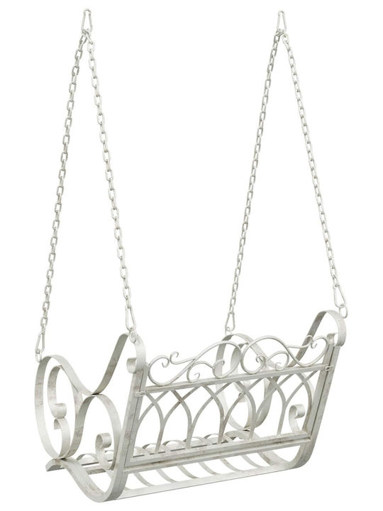 Swing Armchair with Stand and Pillow Metallic White Load Capacity up to 200kg L71xW75xH59cm