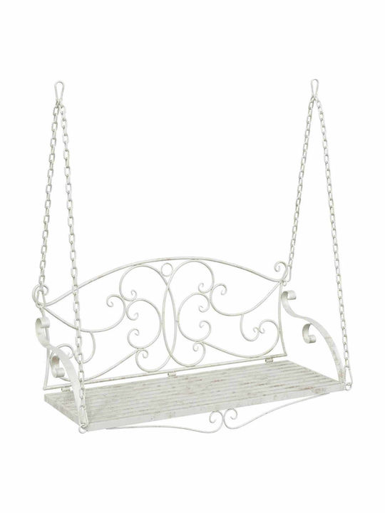 Swing Armchair with Stand and Pillow Metallic White Load Weight up to 200kg L110xD52.5xH47cm