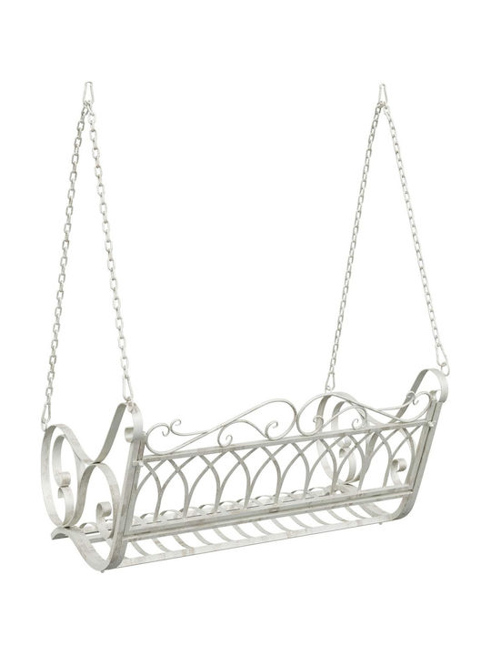 Swing Armchair with Stand and Pillow Metallic White Load Weight up to 200kg L109xW75xH59cm
