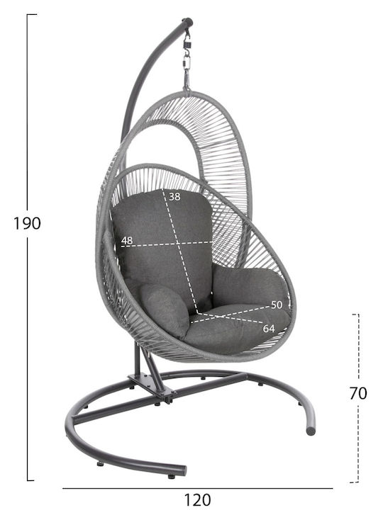 Ei-Stuhl mit Metallbasis M120xP110xH190cm Braun