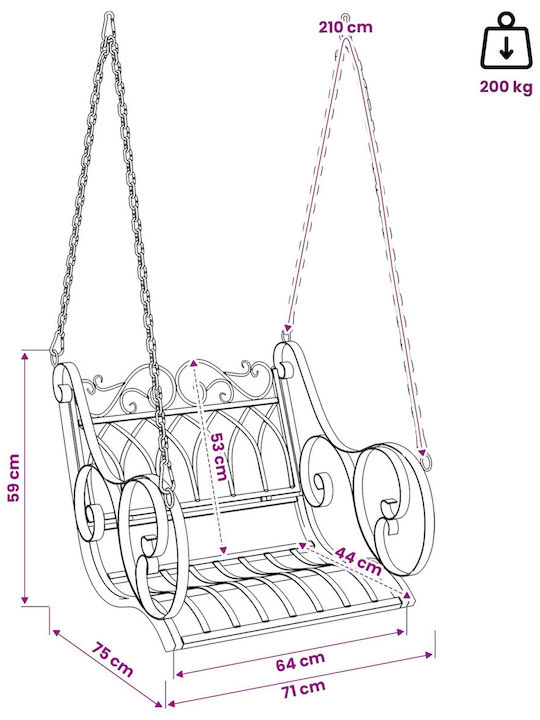 Swing Armchair with Stand and Pillow Metallic White Load Capacity up to 200kg L71xW75xH59cm