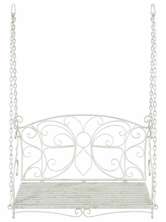 Swing Armchair with Stand and Pillow Metallic White Load Capacity up to 200kg L105.5xW61xH56cm