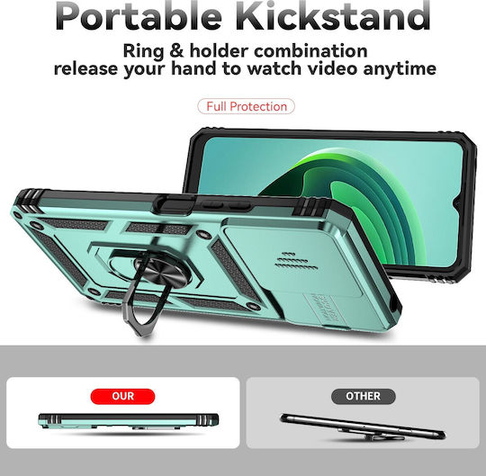 Forcell Xiaomi Poco Back Cover Plastic / Tempered Glass Green (Xiaomi Poco C65, Xiaomi Redmi 13C 4G/5G)