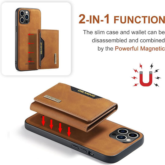 DG.MING Wallet Δερματίνης / Tempered Glass Καφέ (iPhone 15 Pro)