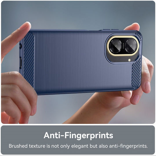 Forcell Carbon Fiber Back Cover Silicone / Tempered Glass Blue (Redmi 15C 4G)